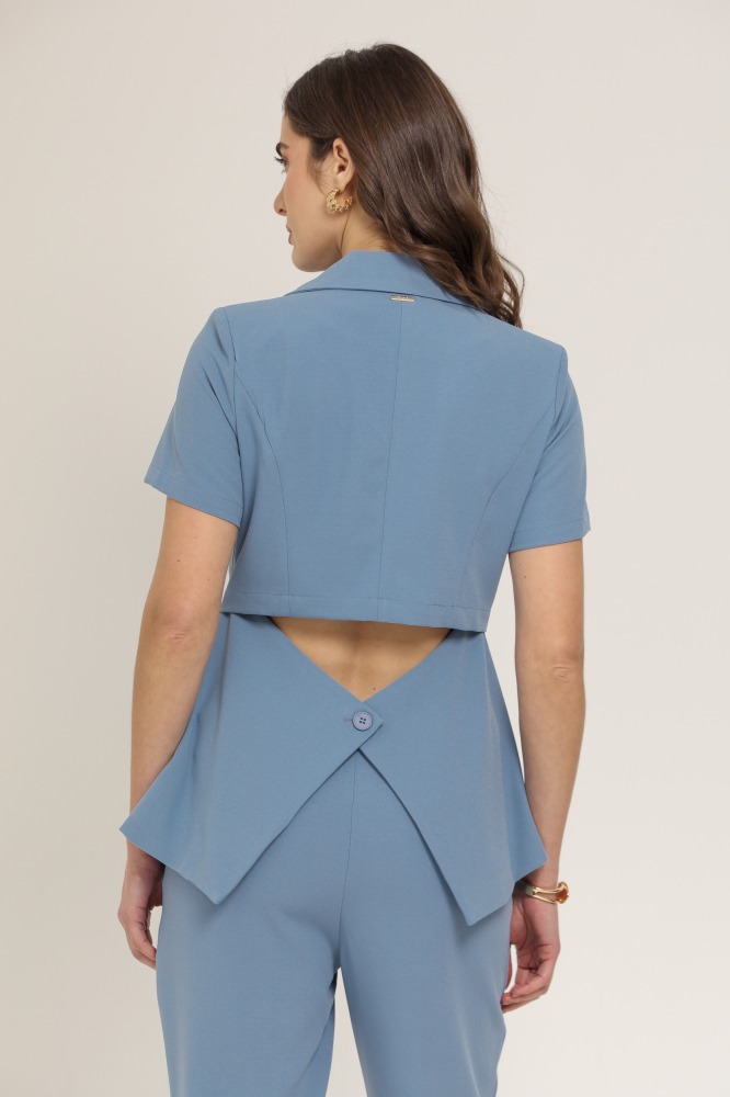 9036910 - Blazer Alfaiataria Manga Curta AZUL 9036910 - Blazer Alfaiataria Manga Curta AZUL