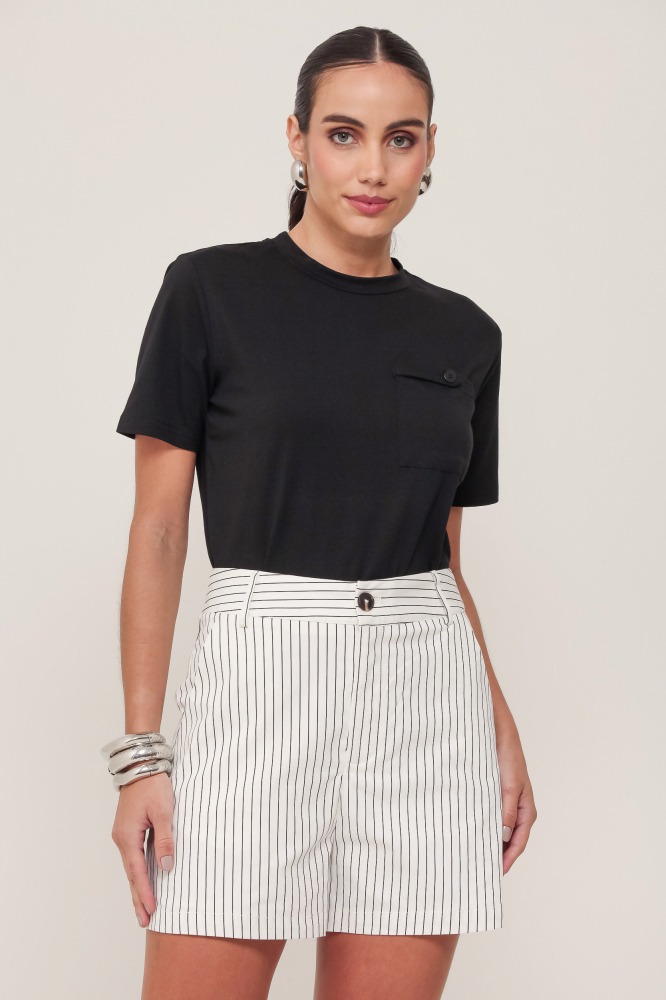 9036911 - Shorts Curto Listrado OFF-WHITE 9036911 - Shorts Curto Listrado OFF-WHITE