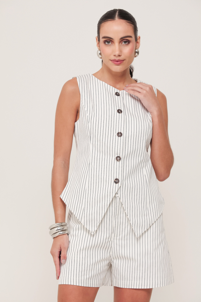9036912 - Colete Alfaiataria Listrado OFF-WHITE 9036912 - Colete Alfaiataria Listrado OFF-WHITE