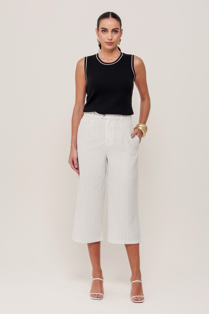 9036914 - Calça Capri Risca De Giz OFF-WHITE