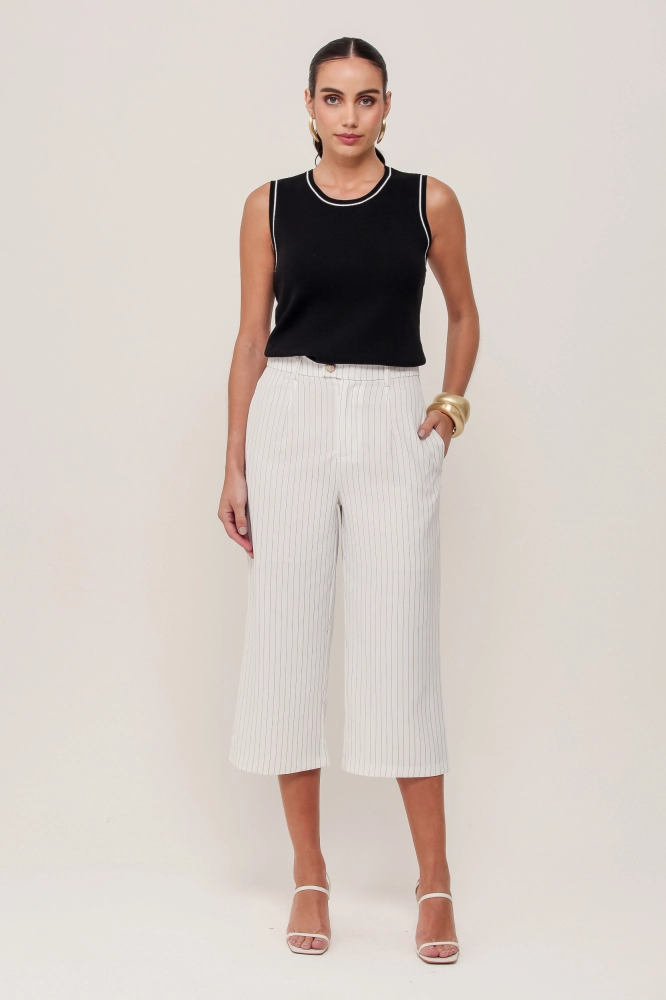 9036914 - Calça Capri Risca De Giz OFF-WHITE
