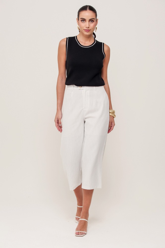 9036914 - Calça Capri Risca De Giz OFF-WHITE