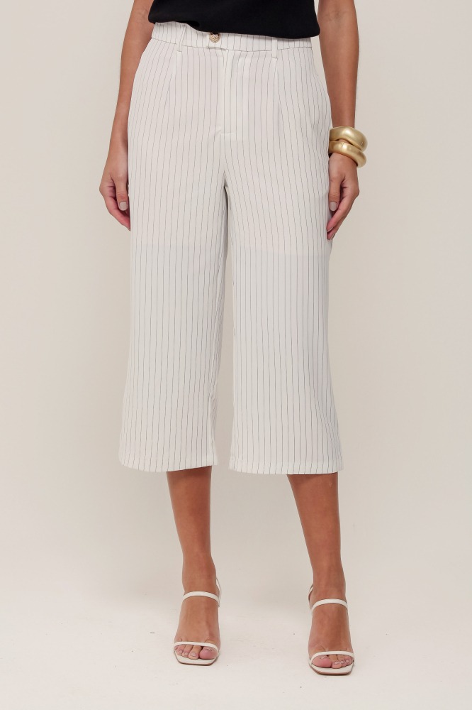 9036914 - Calça Capri Risca De Giz OFF-WHITE