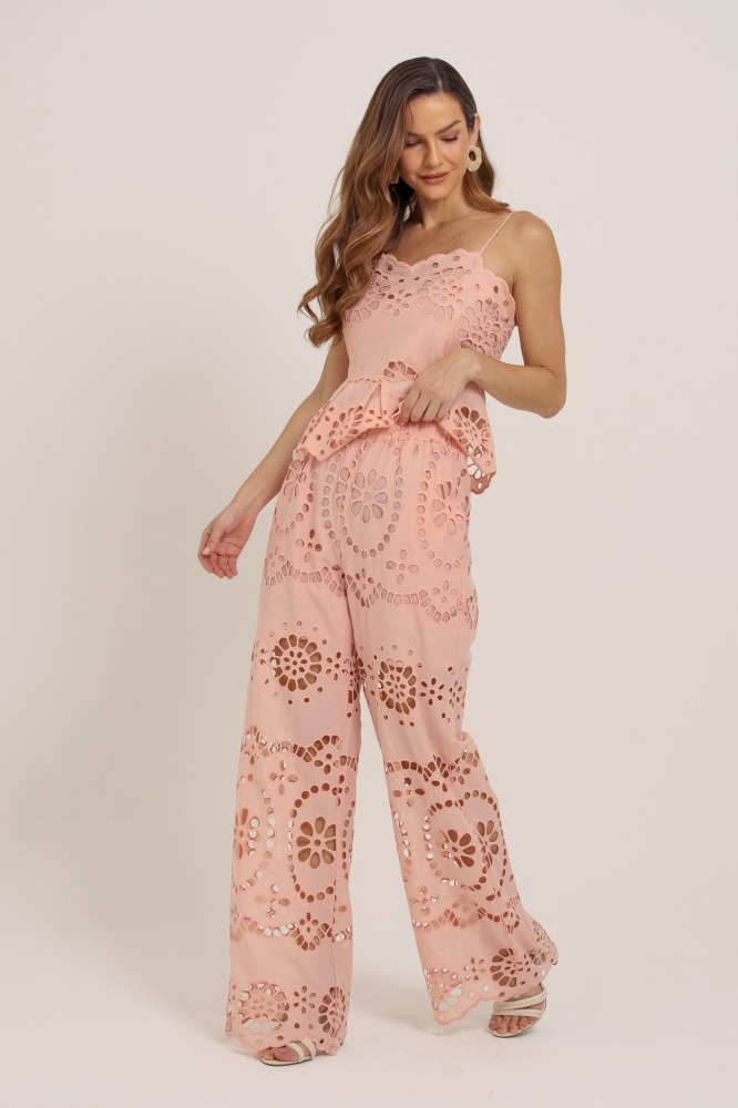 9036916 - Calça Pantalona Guipir ROSÊ