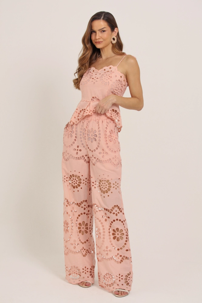 9036916 - Calça Pantalona Guipir ROSÊ