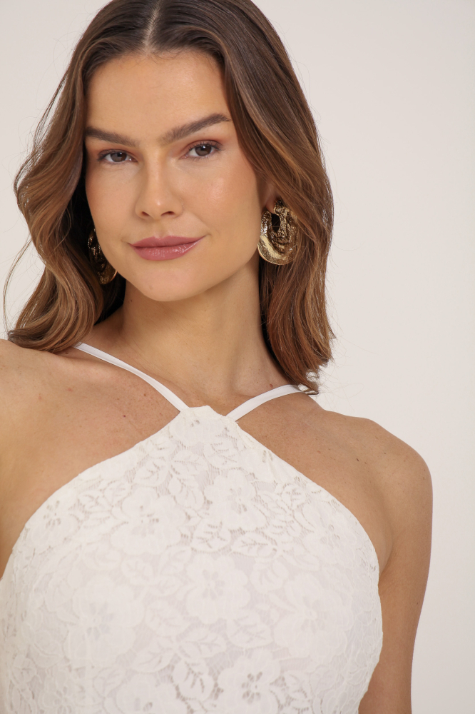 9036919 - Vestido Longo Renda Com Cava Americana OFF-WHITE 9036919 - Vestido Longo Renda Com Cava Americana OFF-WHITE