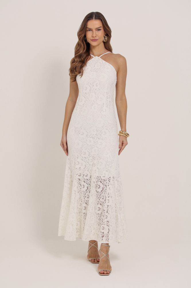 9036919 - Vestido Longo Renda Com Cava Americana OFF-WHITE 9036919 - Vestido Longo Renda Com Cava Americana OFF-WHITE