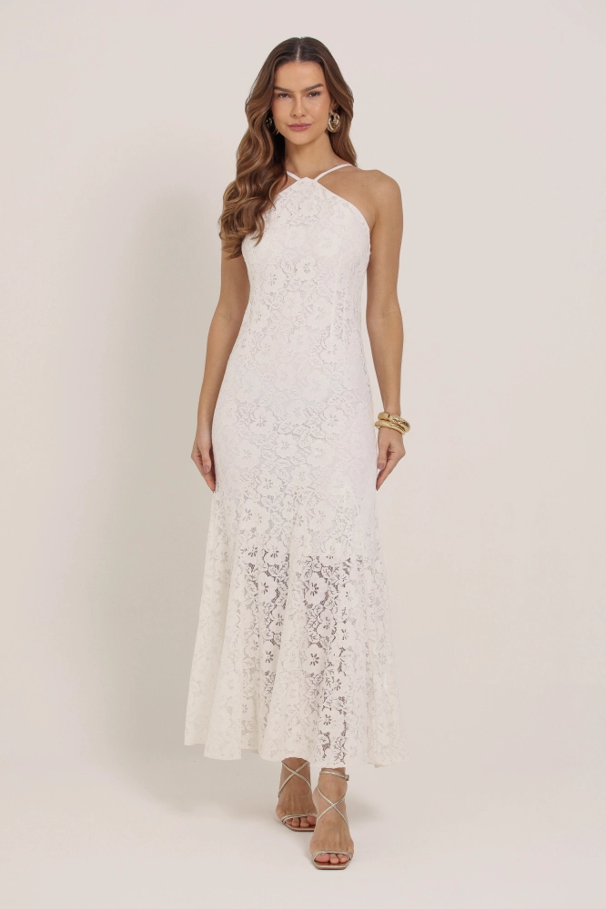 9036919 - Vestido Longo Renda Com Cava Americana OFF-WHITE