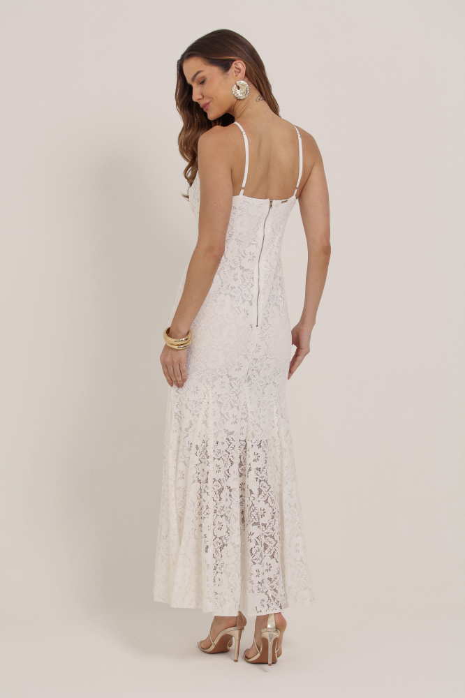 9036919 - Vestido Longo Renda Com Cava Americana OFF-WHITE 9036919 - Vestido Longo Renda Com Cava Americana OFF-WHITE