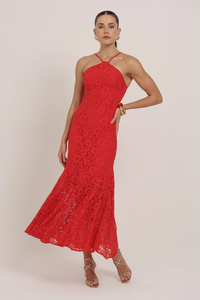 9036919 - Vestido Longo Renda Com Cava Americana VERMELHO