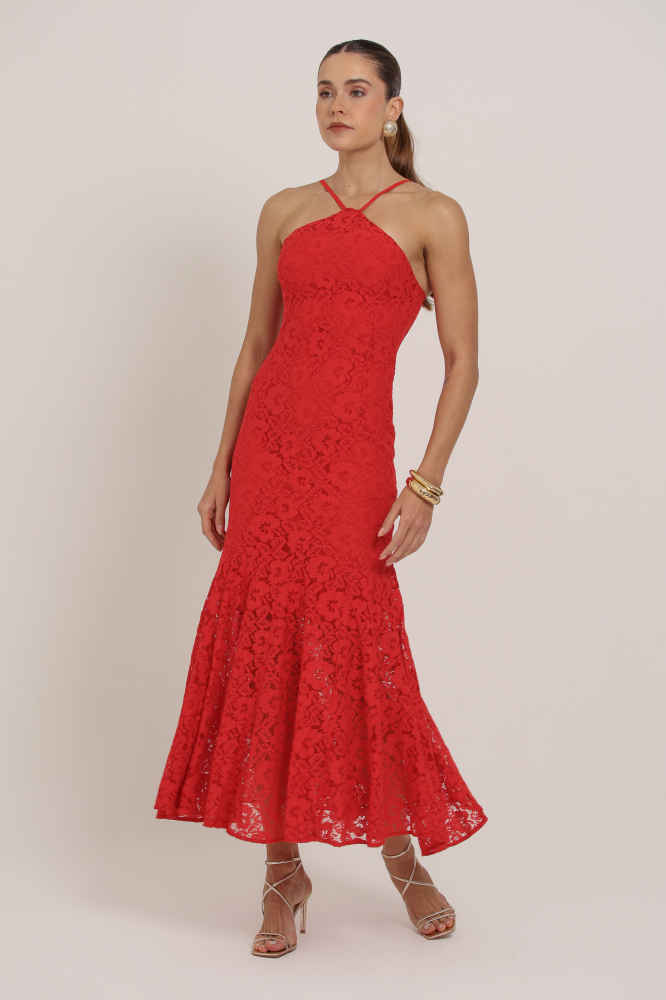 9036919 - Vestido Longo Renda Com Cava Americana VERMELHO 9036919 - Vestido Longo Renda Com Cava Americana VERMELHO