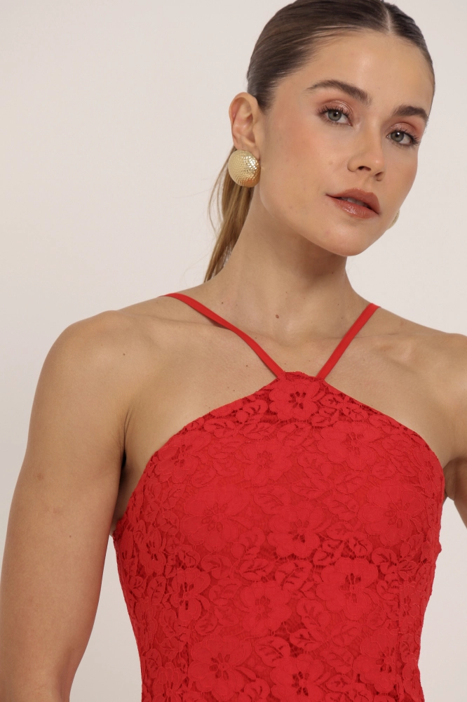 9036919 - Vestido Longo Renda Com Cava Americana VERMELHO 9036919 - Vestido Longo Renda Com Cava Americana VERMELHO - Imagem 2