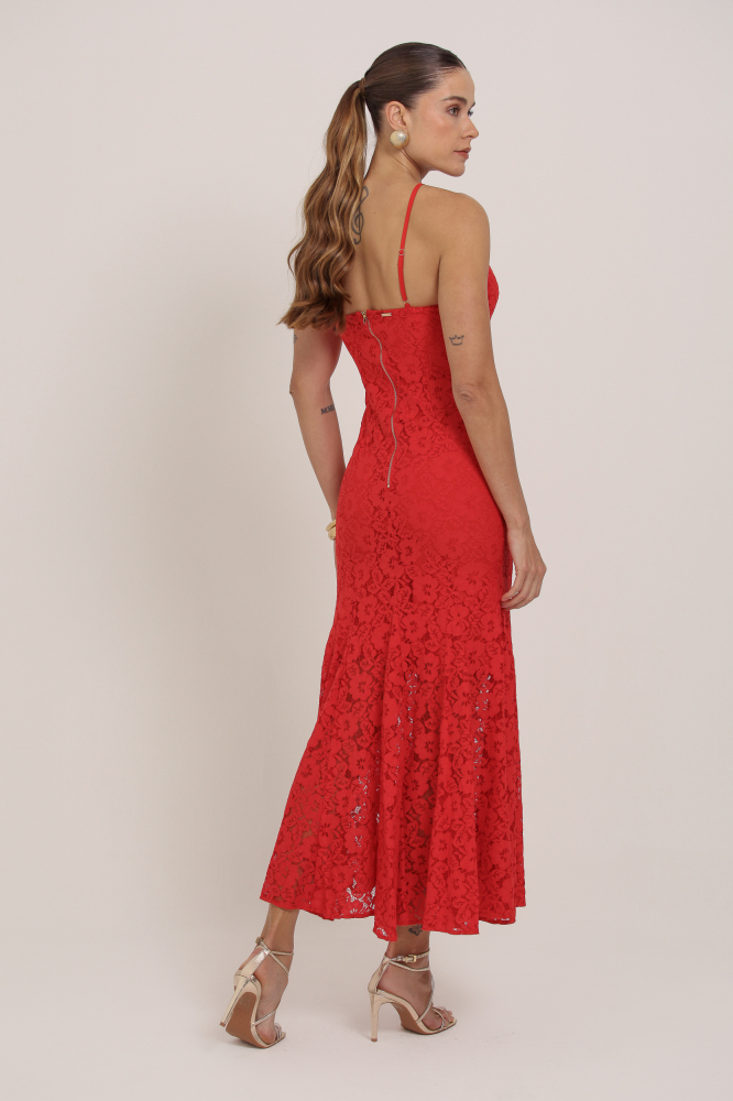 9036919 - Vestido Longo Renda Com Cava Americana VERMELHO 9036919 - Vestido Longo Renda Com Cava Americana VERMELHO
