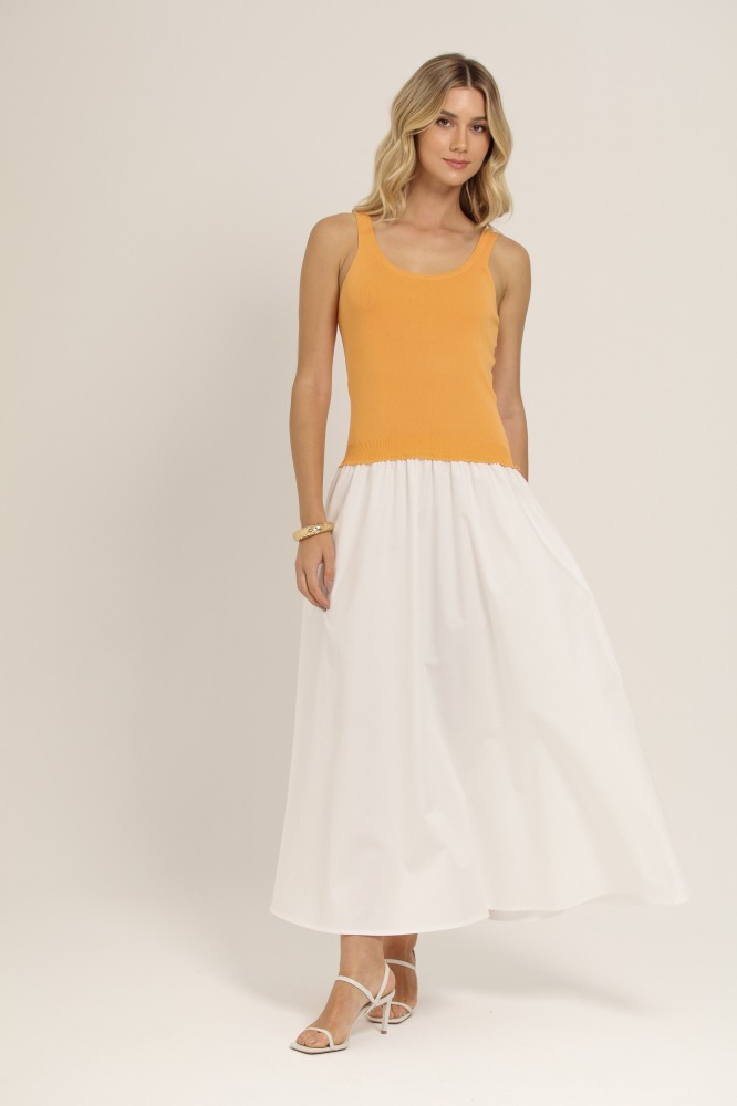 9036928 - VESTIDO BALONÊ COM TRICOT LARANJA