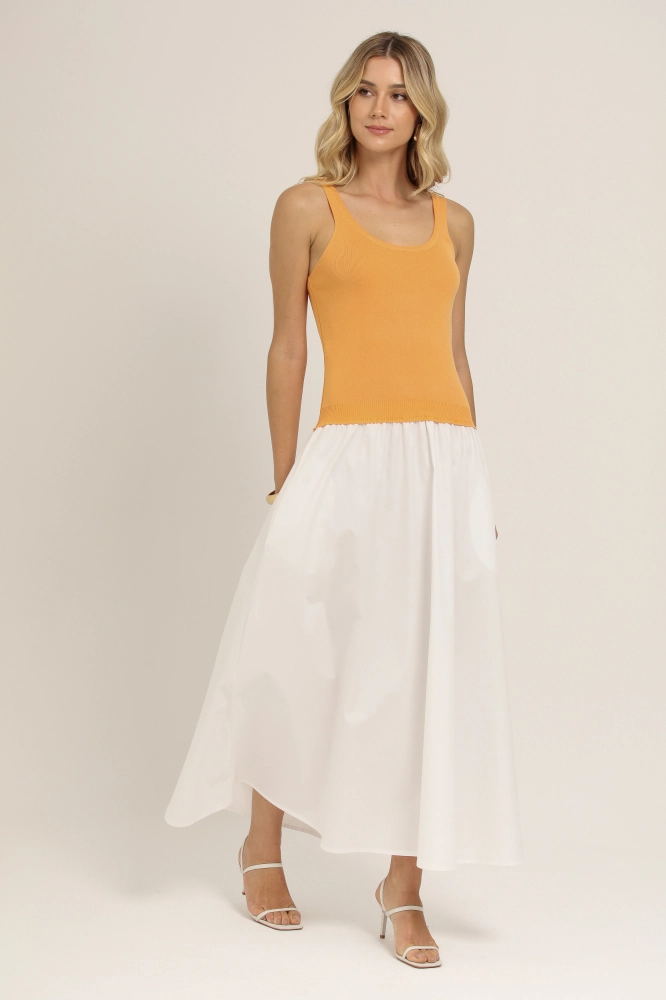 9036928 - VESTIDO BALONÊ COM TRICOT LARANJA