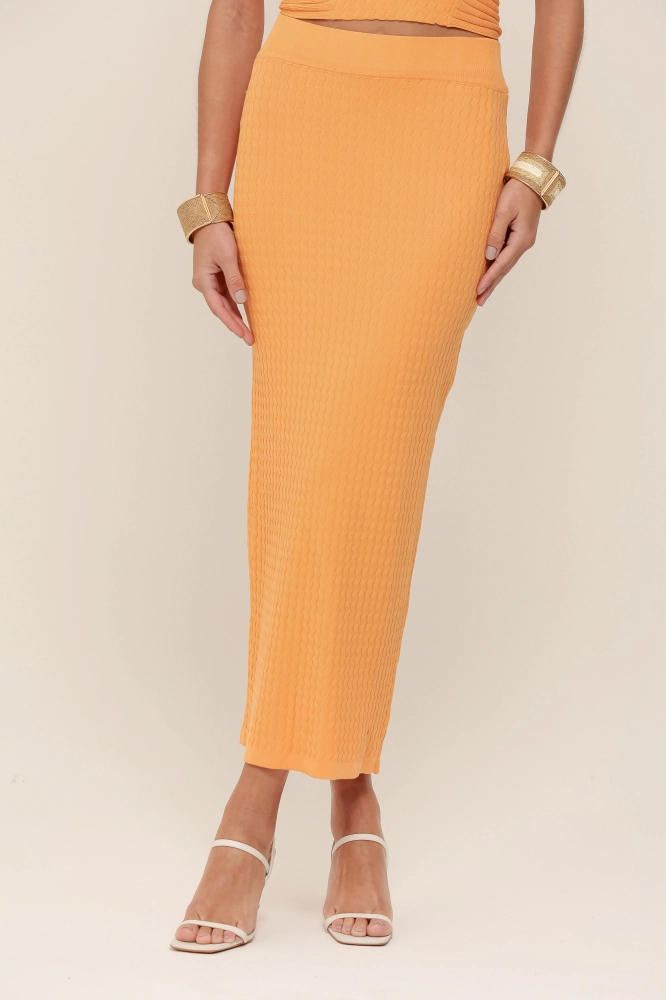 9036930 - Saia Reta Midi Tricot LARANJA - Imagem 2