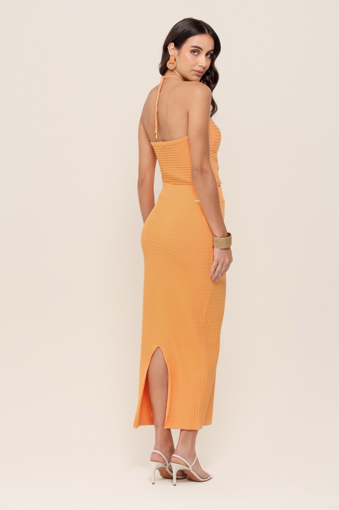 9036930 - Saia Reta Midi Tricot LARANJA