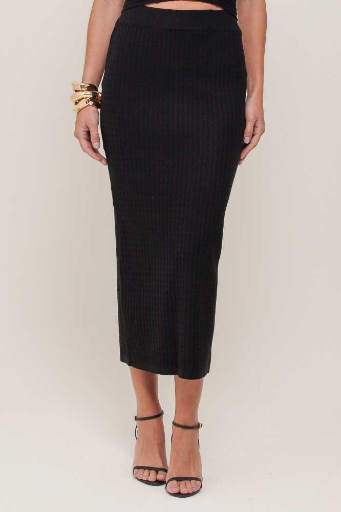 9036930 - Saia Reta Midi Tricot PRETO