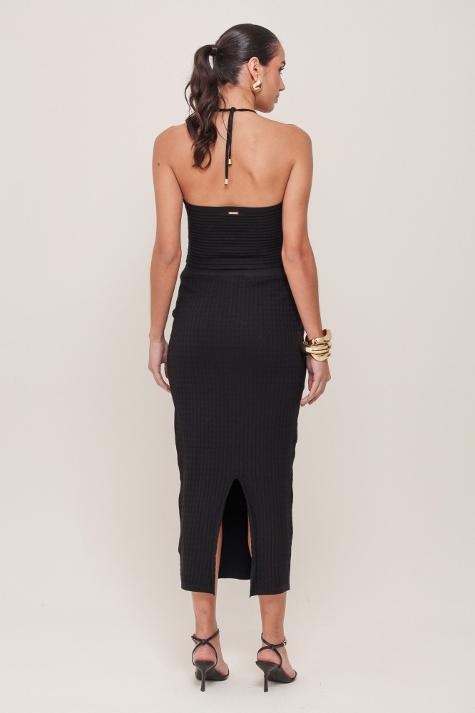 9036930 - Saia Reta Midi Tricot PRETO