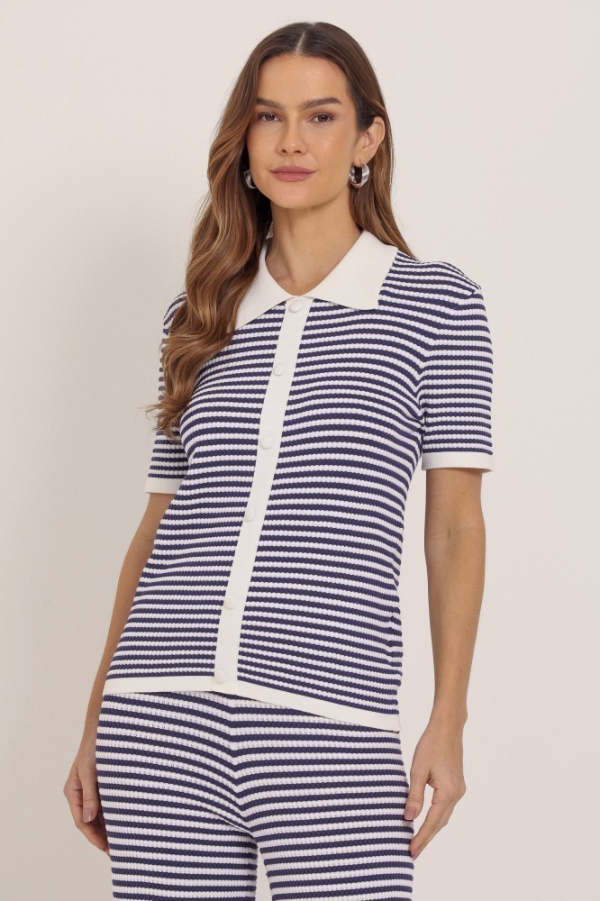 9036932 - Blusa Tricot Ampla Listrada OFF-WHITE