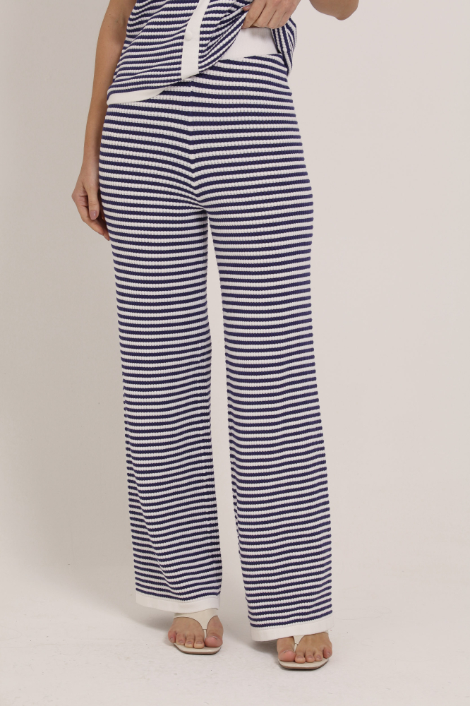 9036933 - Calça Pantalona Listrada Tricot OFF-WHITE