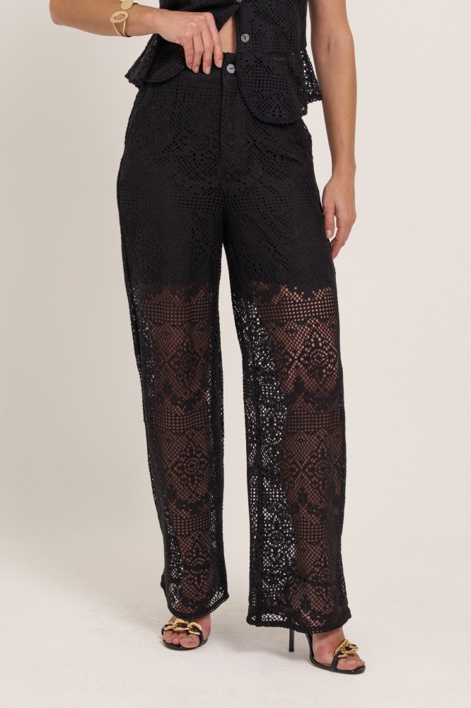 9036940 - Calça Reta Crochê PRETO