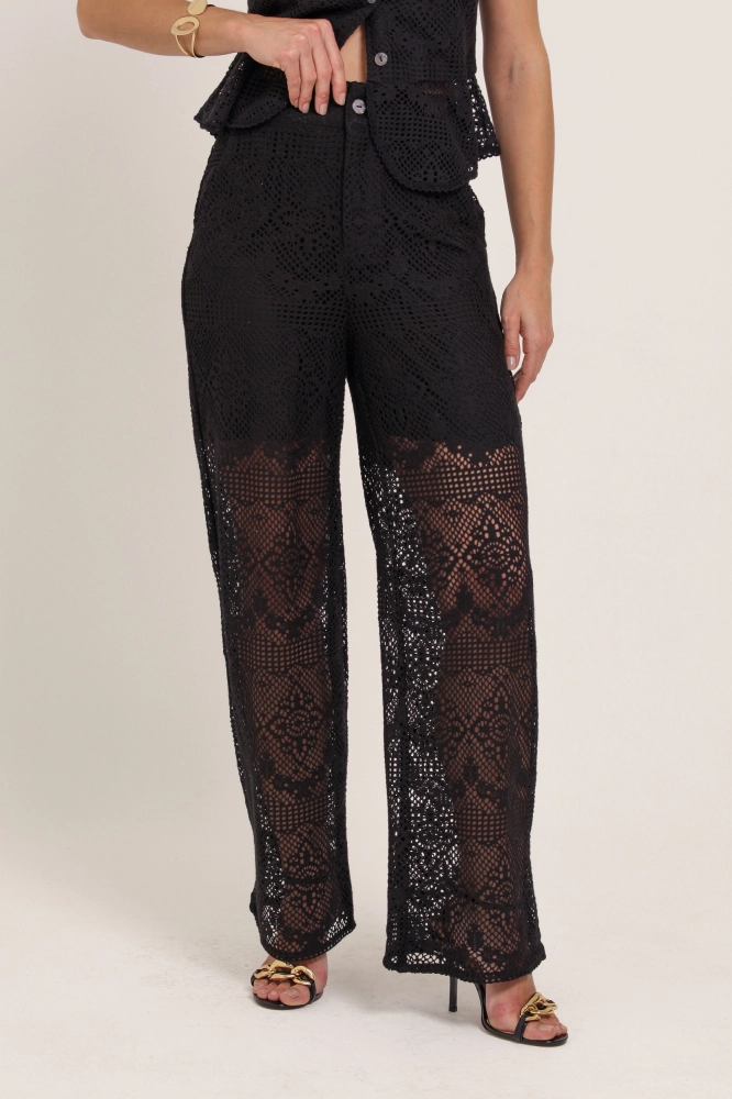9036940 - Calça Reta Crochê PRETO 9036940 - Calça Reta Crochê PRETO - Imagem 2