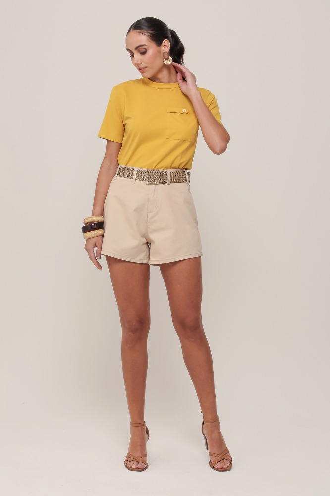 9036958 - Shorts Curto De Sarja BEGE 9036958 - Shorts Curto De Sarja BEGE