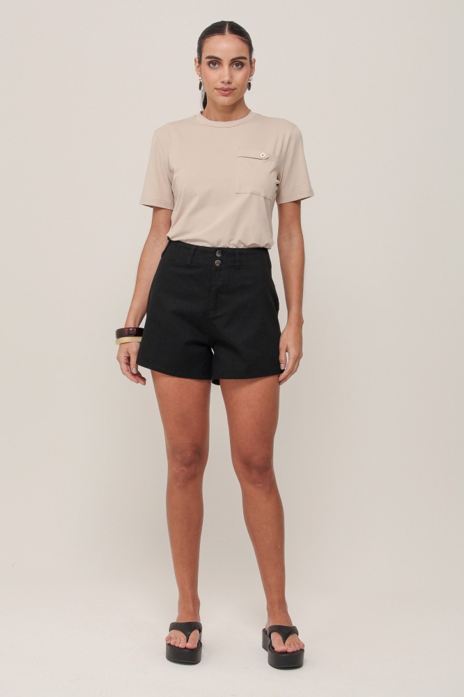 9036958  - Shorts Curto De Sarja PRETO