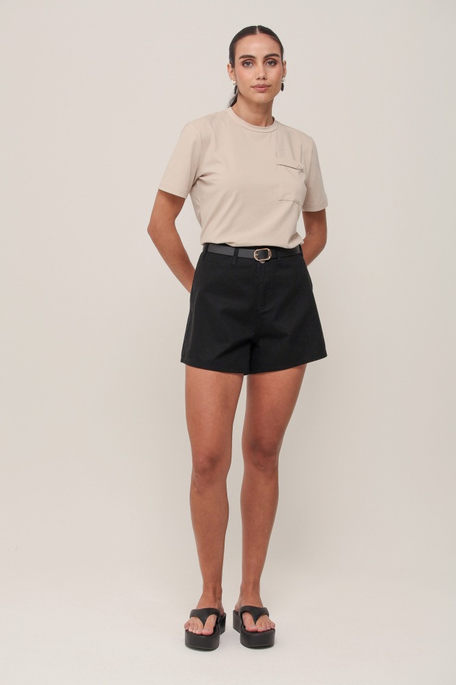 9036958  - Shorts Curto De Sarja PRETO