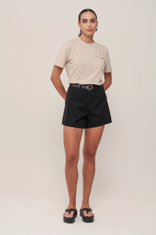 9036958  - Shorts Curto De Sarja PRETO