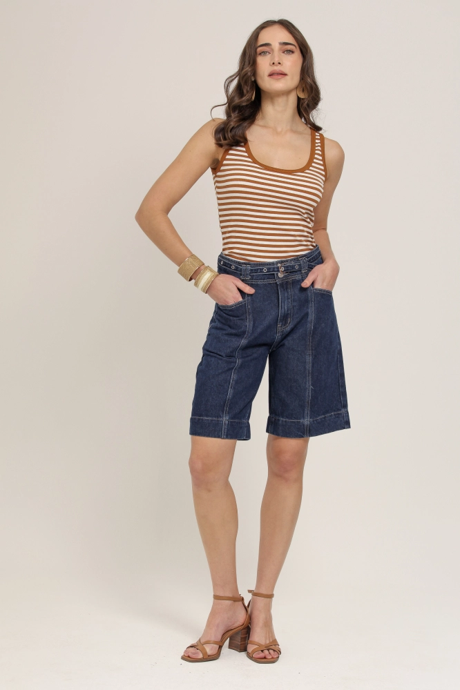 9036961 - Bermuda Jeans com Cinto JEANS - Imagem 1