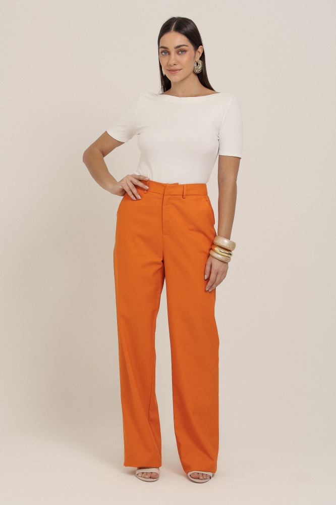 9036966 - Calça De Linho Reta LARANJA