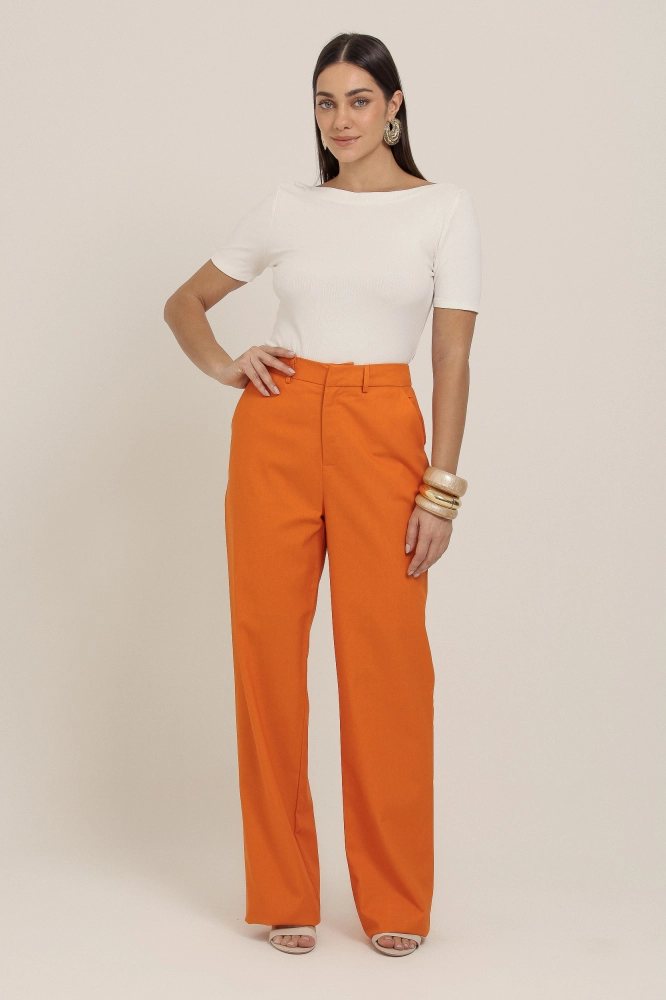9036966 - Calça De Linho Reta LARANJA