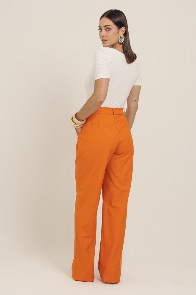 9036966 - Calça De Linho Reta LARANJA