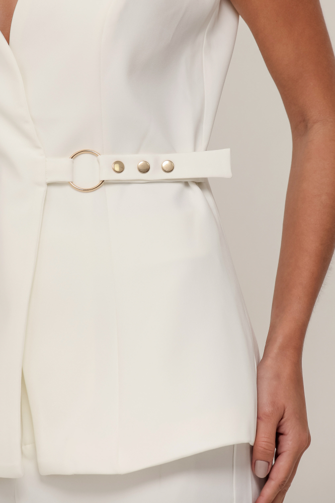 9036977 - Colete Alfaiataria Com Detalhe Ajustável OFF-WHITE 9036977 - Colete Alfaiataria Com Detalhe Ajustável OFF-WHITE