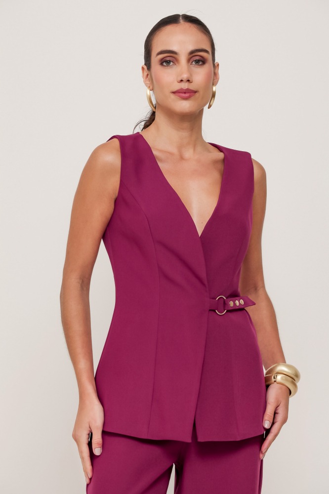 9036977 - Colete Alfaiataria Com Detalhe Ajustável ROXO 