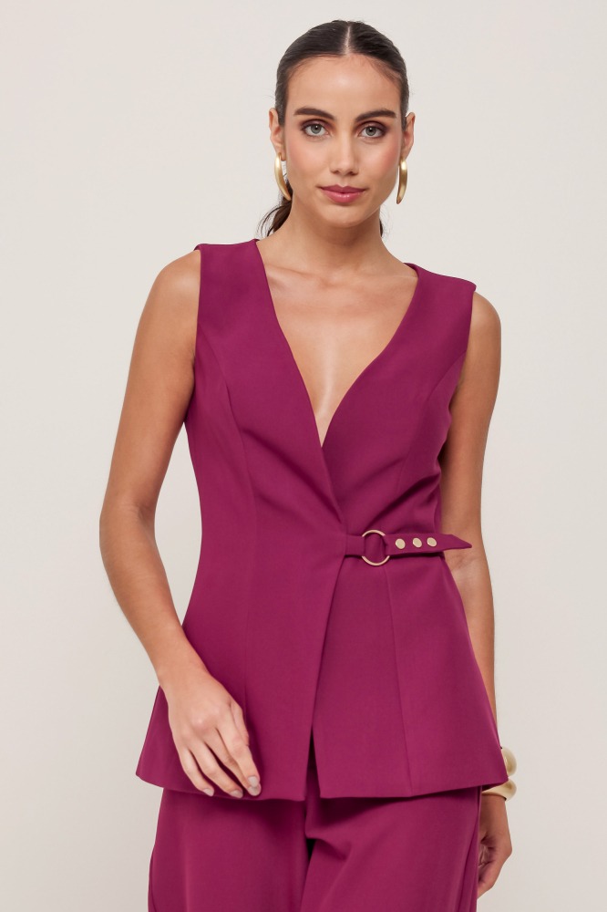 9036977 - Colete Alfaiataria Com Detalhe Ajustável ROXO 