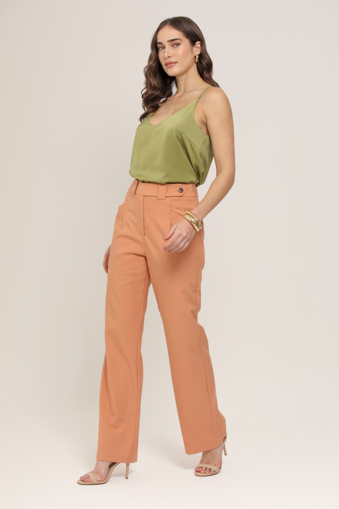 9036992 - Calça Reta com Pregas LARANJA