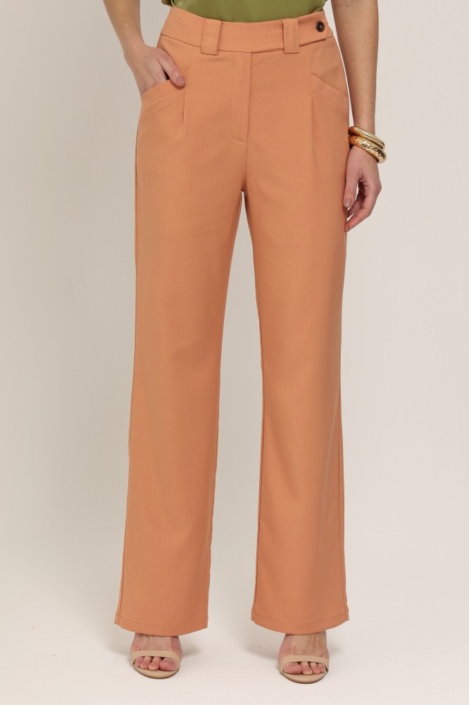 9036992 - Calça Reta com Pregas LARANJA