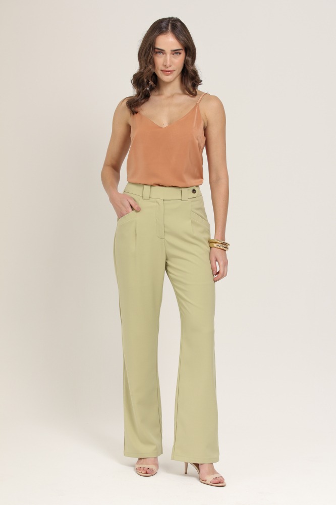 9036992 - Calça Reta com Pregas VERDE
