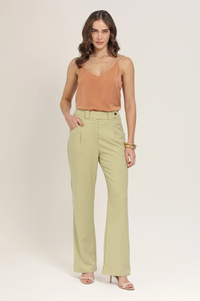 9036992 - Calça Reta com Pregas VERDE