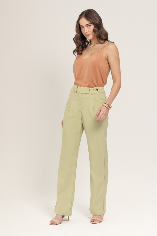 9036992 - Calça Reta com Pregas VERDE