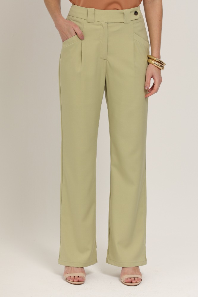 9036992 - Calça Reta com Pregas VERDE