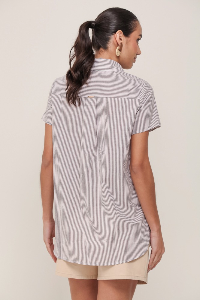 9036999 - Camisa Manga Curta Listrada MARROM