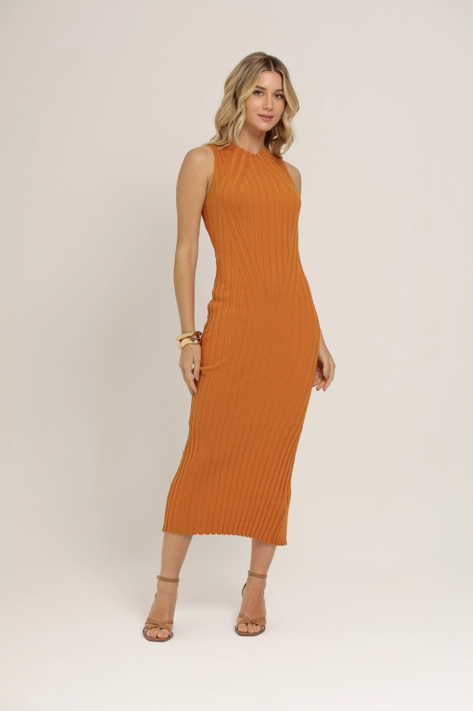 9037014 - VESTIDO LONGUETE TRICÔ CAMEL