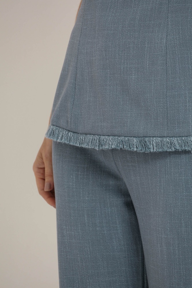 9037027 -  Blusa Sem Alça Detalhe Barra Franja AZUL