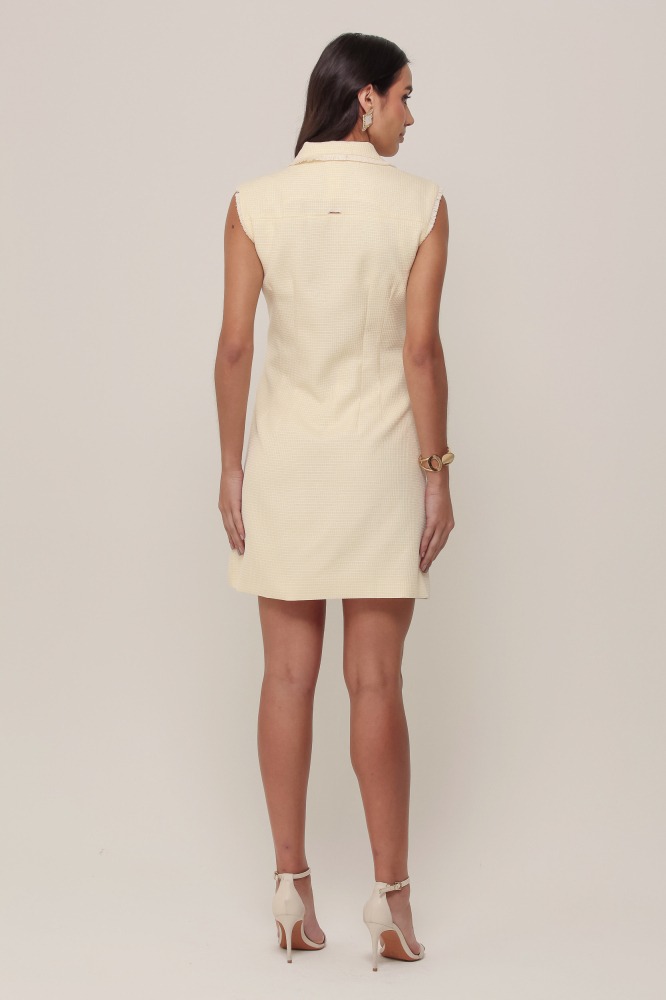 9037034 - Vestido Em Tweed Detalhe Franjas AMARELO