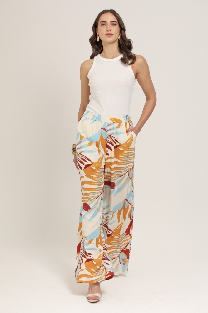9037064 - CALÇA PANTALONA ESTAMPA AQUARELA DO BRASIL LARANJA