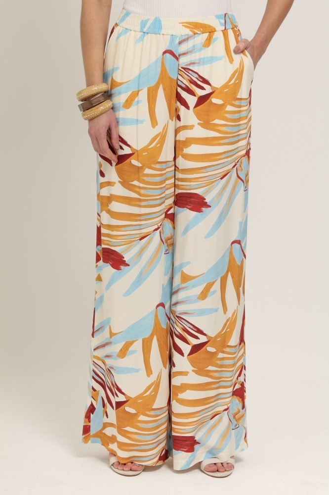 9037064 - CALÇA PANTALONA ESTAMPA AQUARELA DO BRASIL LARANJA